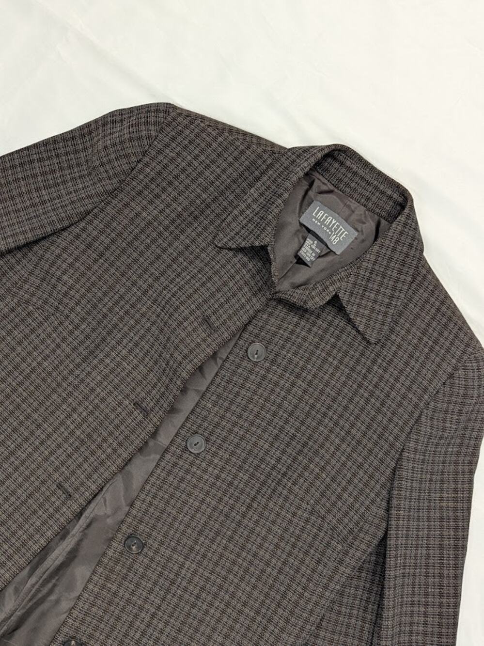 Lafayette 148 Vintage 100% wool patterned brown Jacket business Womens Sz 8 - Picture 1 of 10